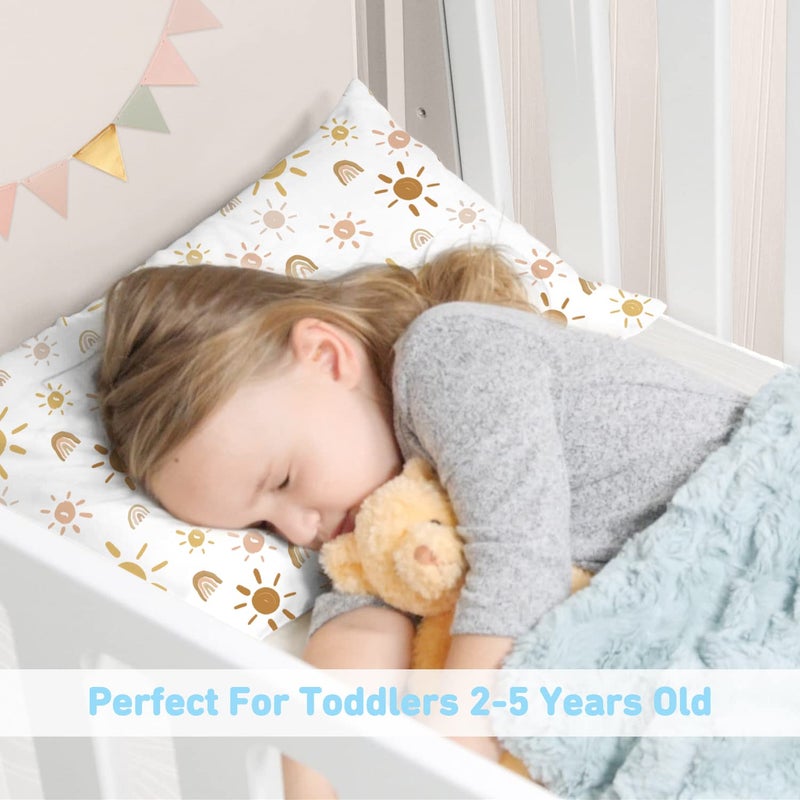 Babebay Toddler Pillow,13X18 Toddler Pillows for Sleeping, Machine Washable Kids Pillow with Pillowcase, Perfect for Travel, Toddlers Cot (Sunshine Rainbow) - Image 2